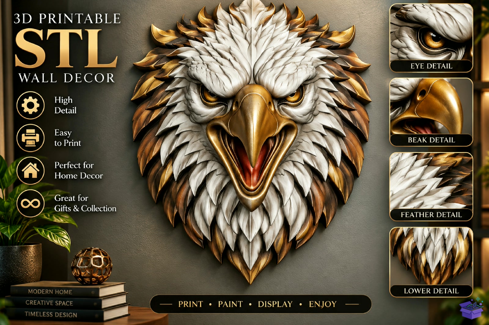 Eagle Head STL - 3D Baskı ve Model Dosyası (STL, OBJ, 3MF) - detaylı önizleme 4