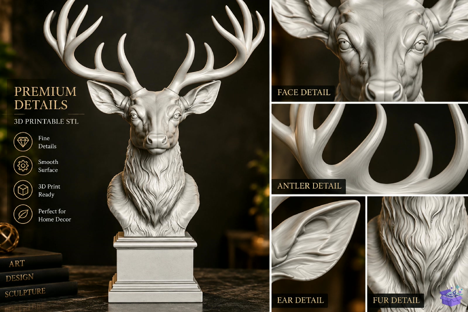 Royal Geyik Figurine 3D Baskı - 3D Baskı ve Model Dosyası (STL, OBJ, 3MF) - detaylı önizleme 2