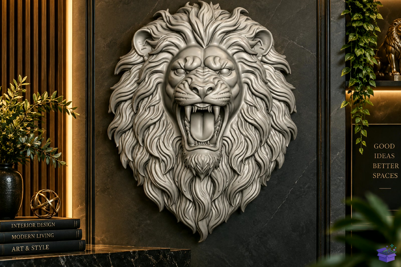 Roaring Lion Wall Plaque STL - 3D Baskı ve Model Dosyası (STL, OBJ, 3MF) - detaylı önizleme 3