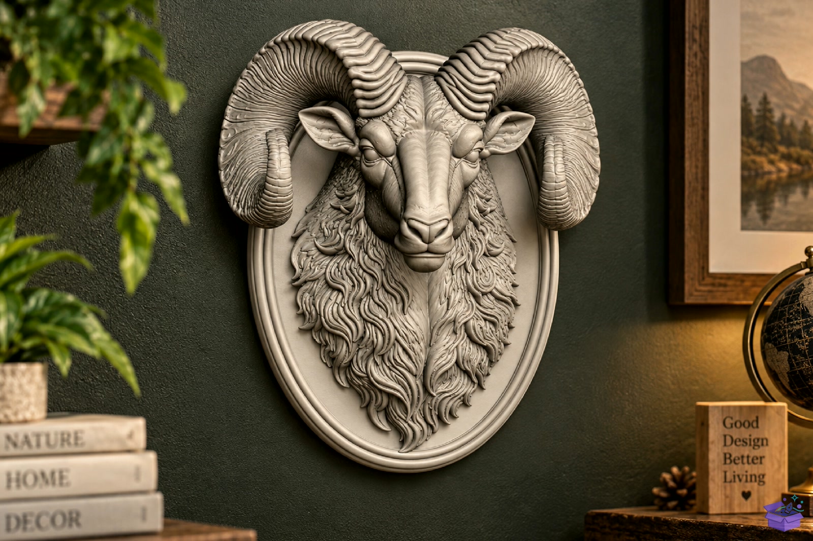 Ram Wall Plaque STL Model - 3D Baskı ve Model Dosyası (STL, OBJ, 3MF) - detaylı önizleme 3