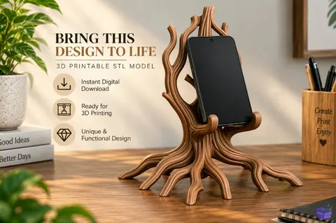 Ağaç Telefon Standı STL Model - 3D Baskı ve Model Dosyası (STL, OBJ, 3MF) - 3D Baskı  İndir (STL, OBJ, 3MF)