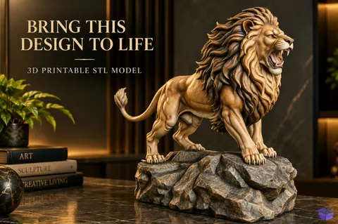 Majestic Lion Sculpture STL - 3D Baskı ve Model Dosyası (STL, OBJ, 3MF) - 3D Baskı  İndir (STL, OBJ, 3MF)