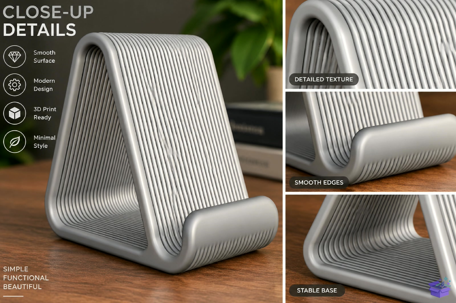 Minimalist Smartphone Tutucu STL - 3D Baskı ve Model Dosyası (STL, OBJ, 3MF) - detaylı önizleme 2