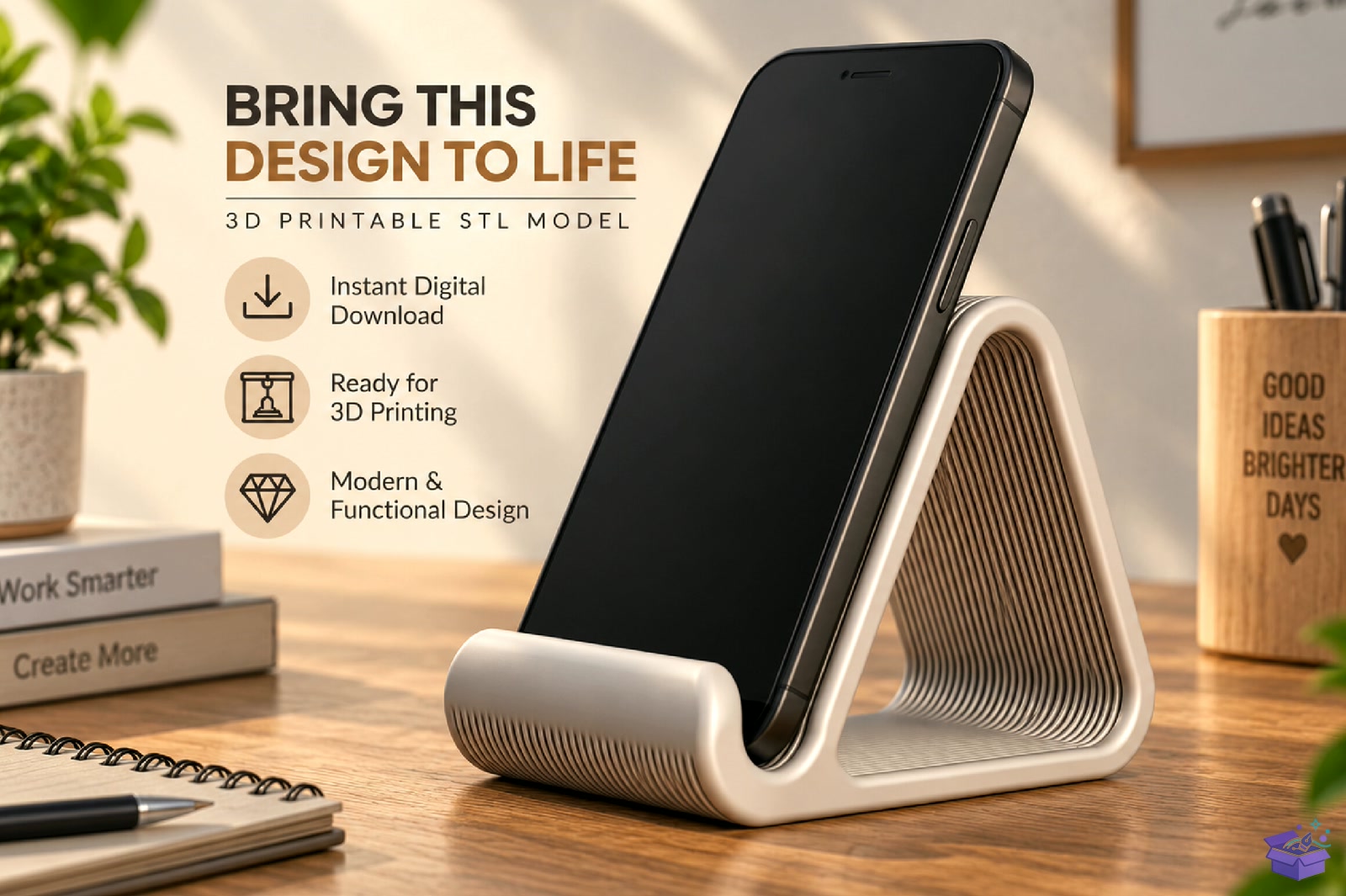 Minimalist Smartphone Tutucu STL - 3D Baskı ve Model Dosyası (STL, OBJ, 3MF) - detaylı önizleme 4