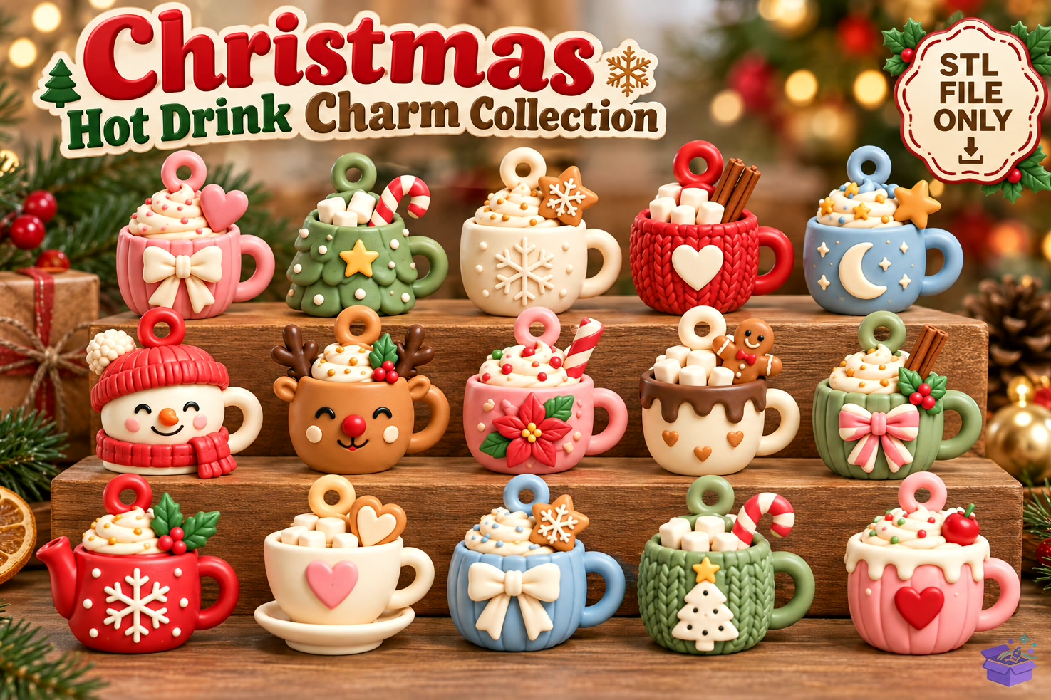 Yılbaşı Mug Charm Collection STL 3D - 3D Baskı ve Model Dosyası (STL, OBJ, 3MF) - detaylı önizleme 2
