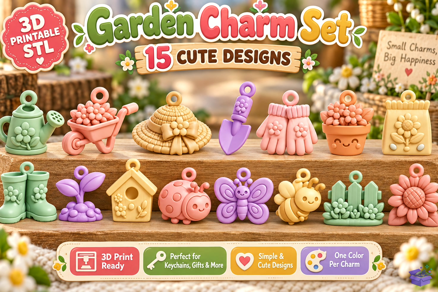Pastel Garden Charm STL 3D Baskı - 3D Baskı ve Model Dosyası (STL, OBJ, 3MF) - detaylı önizleme 2