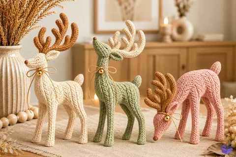 Knitted Yılbaşı Ren Geyiği Trio STL - 3D Baskı ve Model Dosyası (STL, OBJ, 3MF) - 3D Baskı  İndir (STL, OBJ, 3MF)