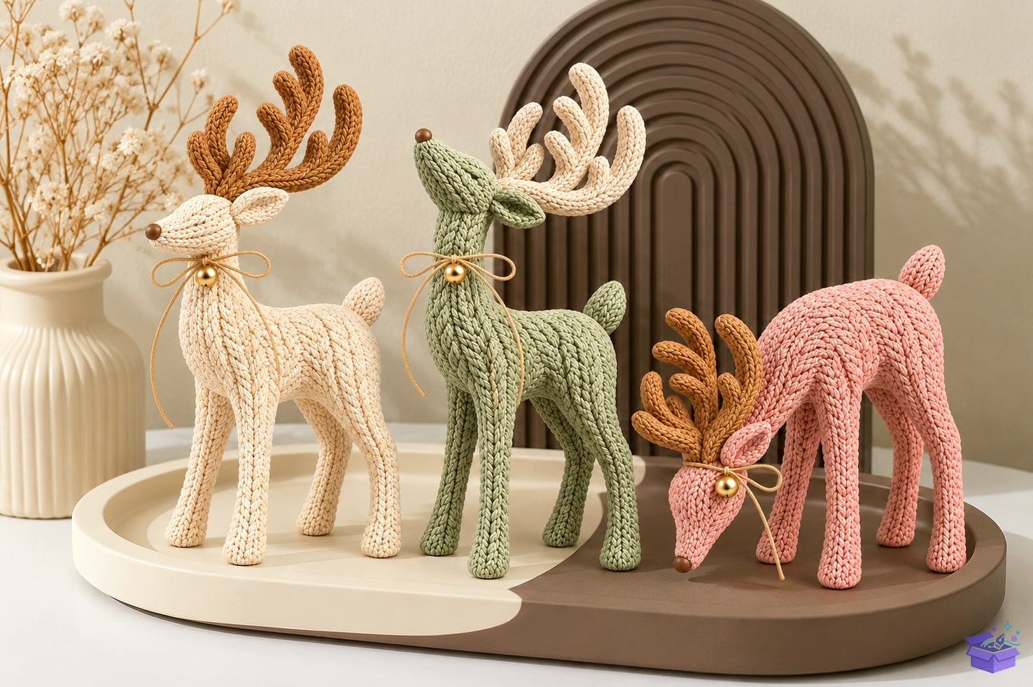 Knitted Yılbaşı Ren Geyiği Trio STL - 3D Baskı ve Model Dosyası (STL, OBJ, 3MF) - detaylı önizleme 2