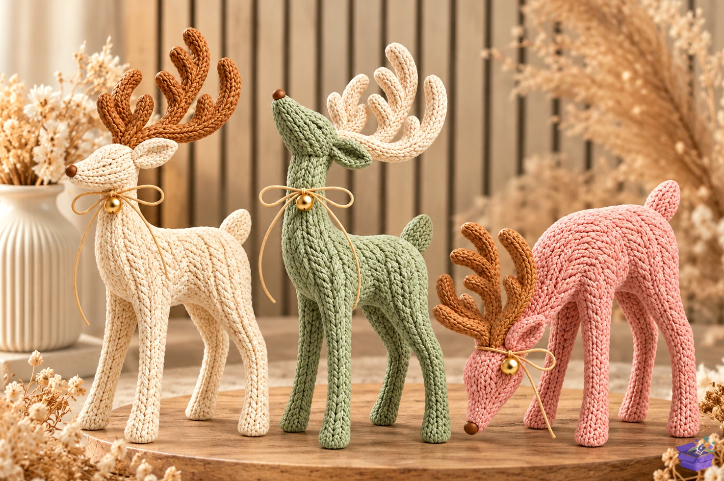 Knitted Yılbaşı Ren Geyiği Trio STL - 3D Baskı ve Model Dosyası (STL, OBJ, 3MF) - detaylı önizleme 3