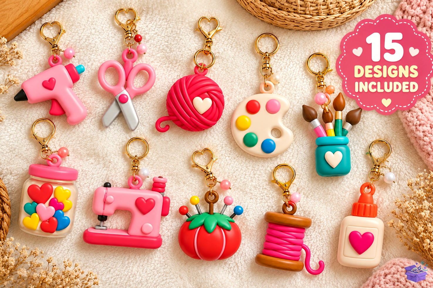 Sewing Craft Tools Anahtarlık STL 3D - 3D Baskı ve Model Dosyası (STL, OBJ, 3MF) - detaylı önizleme 2