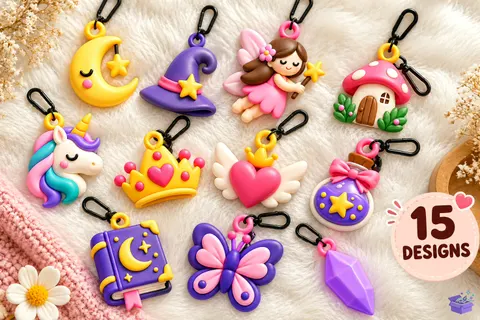 Kawaii Fantasy Charm Collection - 3D Baskı ve Model Dosyası (STL, OBJ, 3MF) - 3D Baskı İndir (STL, OBJ, 3MF)