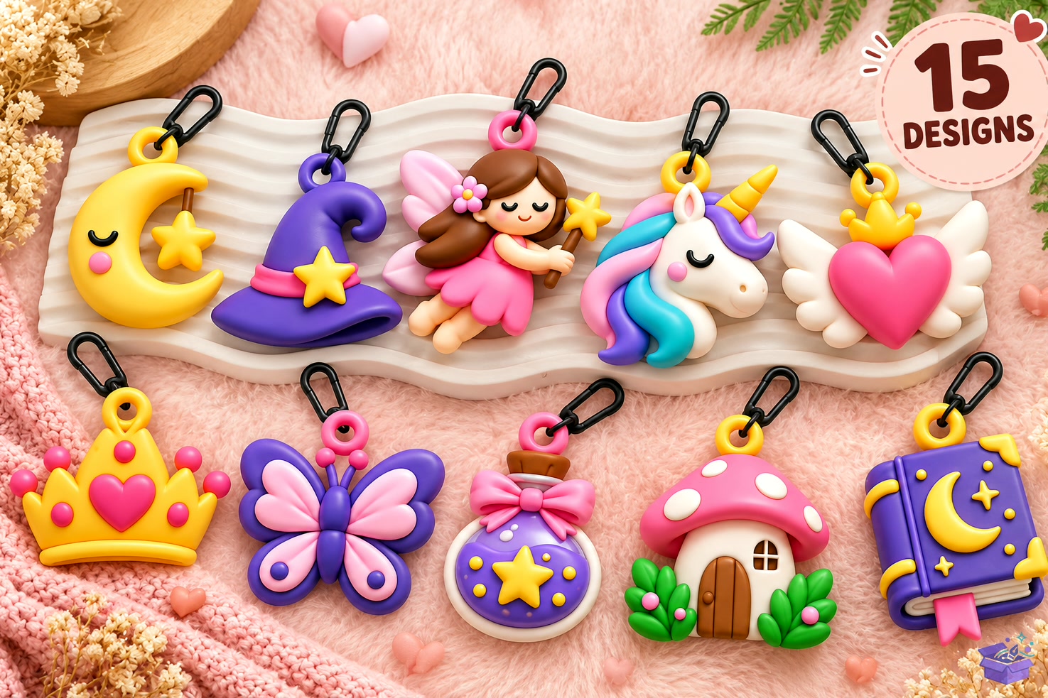 Kawaii Fantasy Charm Collection - 3D Baskı ve Model Dosyası (STL, OBJ, 3MF) - detaylı önizleme 3