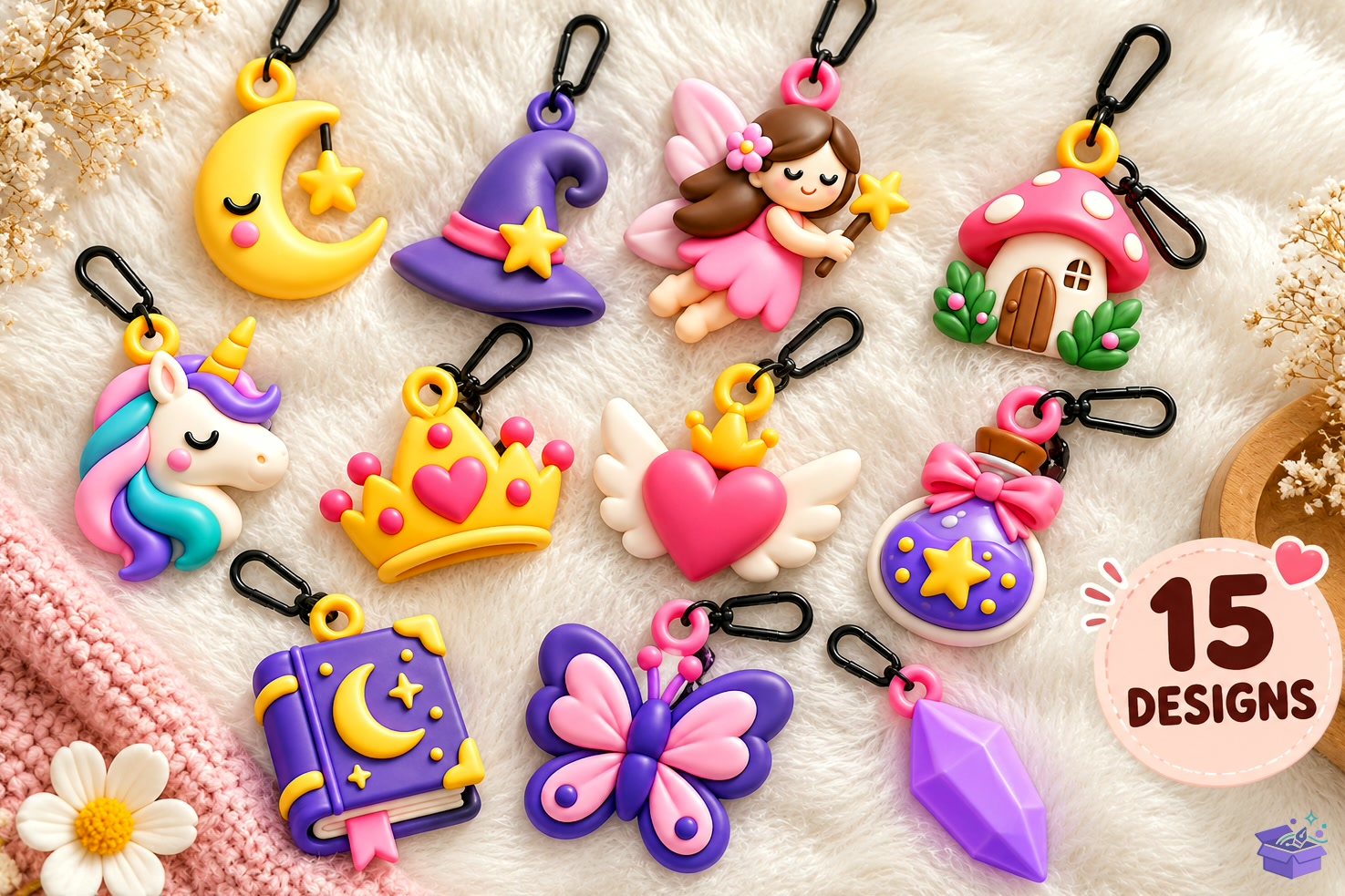 Kawaii Fantasy Charm Collection - 3D Baskı ve Model Dosyası (STL, OBJ, 3MF) - detaylı önizleme 4