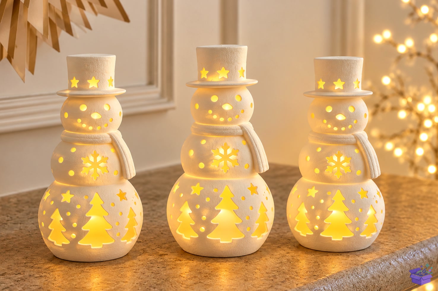 Snowman Tealight Fener STL - 3D Baskı ve Model Dosyası (STL, OBJ, 3MF) - detaylı önizleme 2