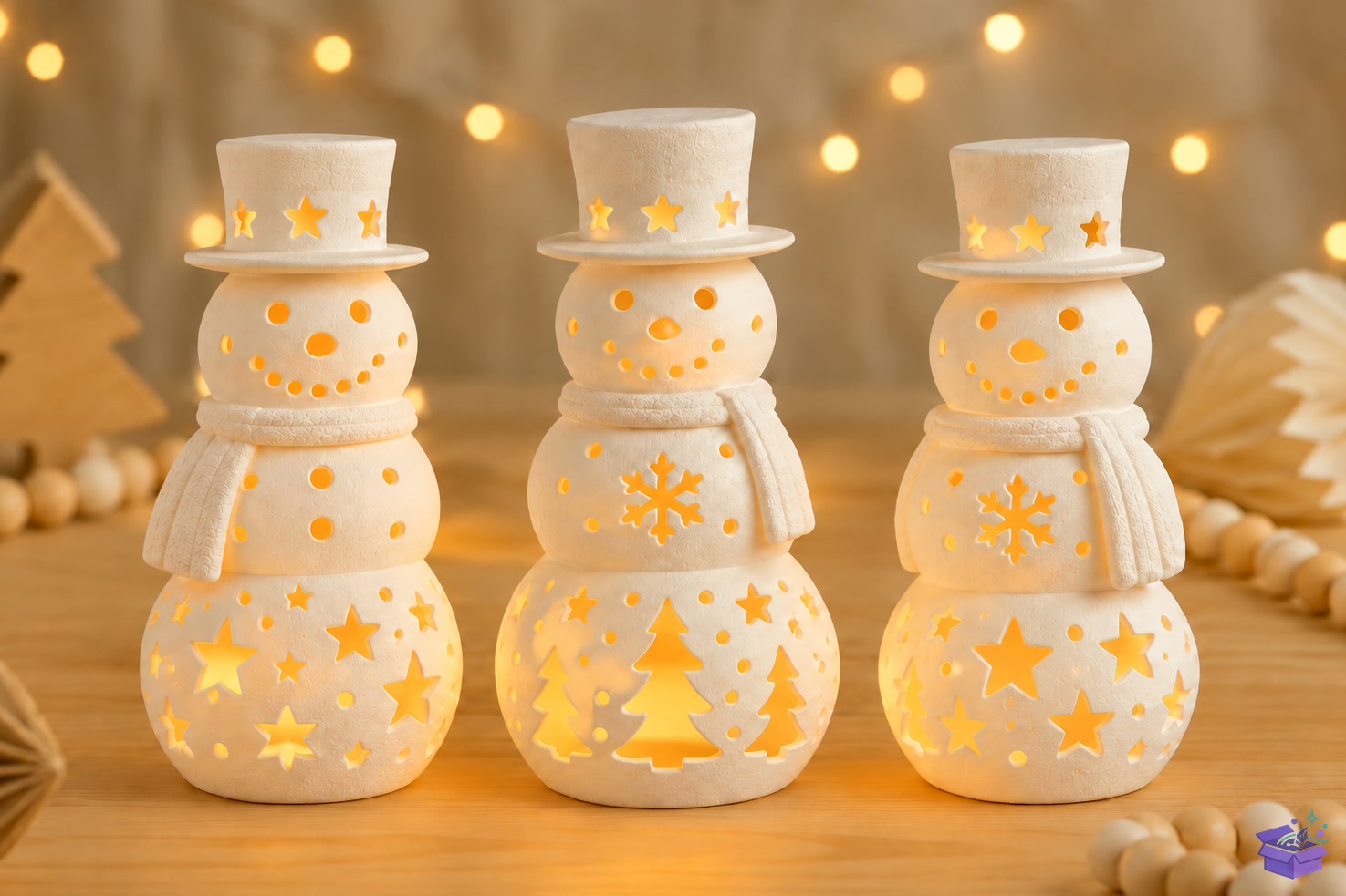 Snowman Tealight Fener STL - 3D Baskı ve Model Dosyası (STL, OBJ, 3MF) - detaylı önizleme 3