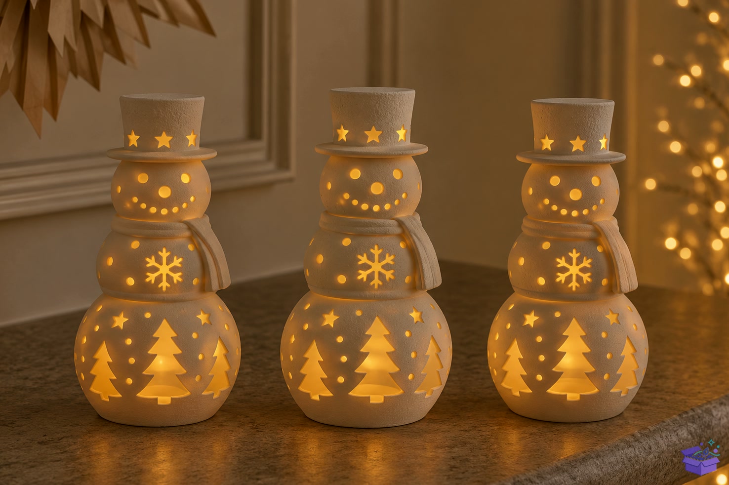 Snowman Tealight Fener STL - 3D Baskı ve Model Dosyası (STL, OBJ, 3MF) - detaylı önizleme 4