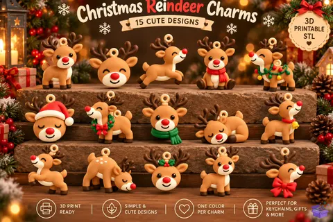 Yılbaşı Ren Geyiği Charms STL - 3D Baskı ve Model Dosyası (STL, OBJ, 3MF) - 3D Baskı İndir (STL, OBJ, 3MF)