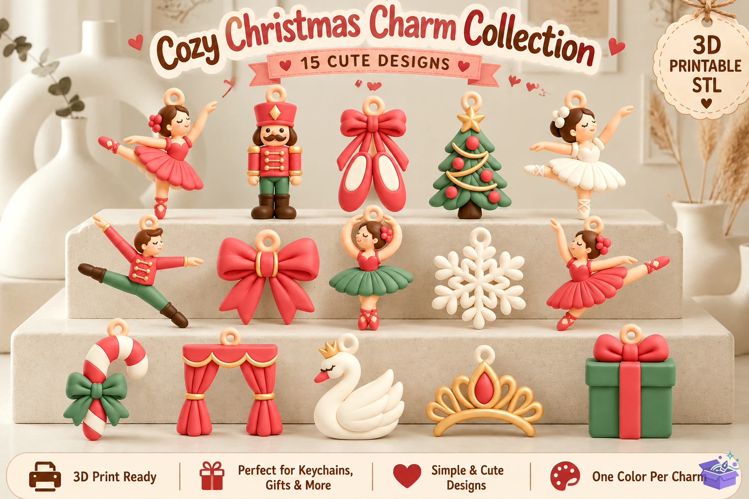 Yılbaşı Charm Süs STL - 3D Baskı ve Model Dosyası (STL, OBJ, 3MF) - detaylı önizleme 3