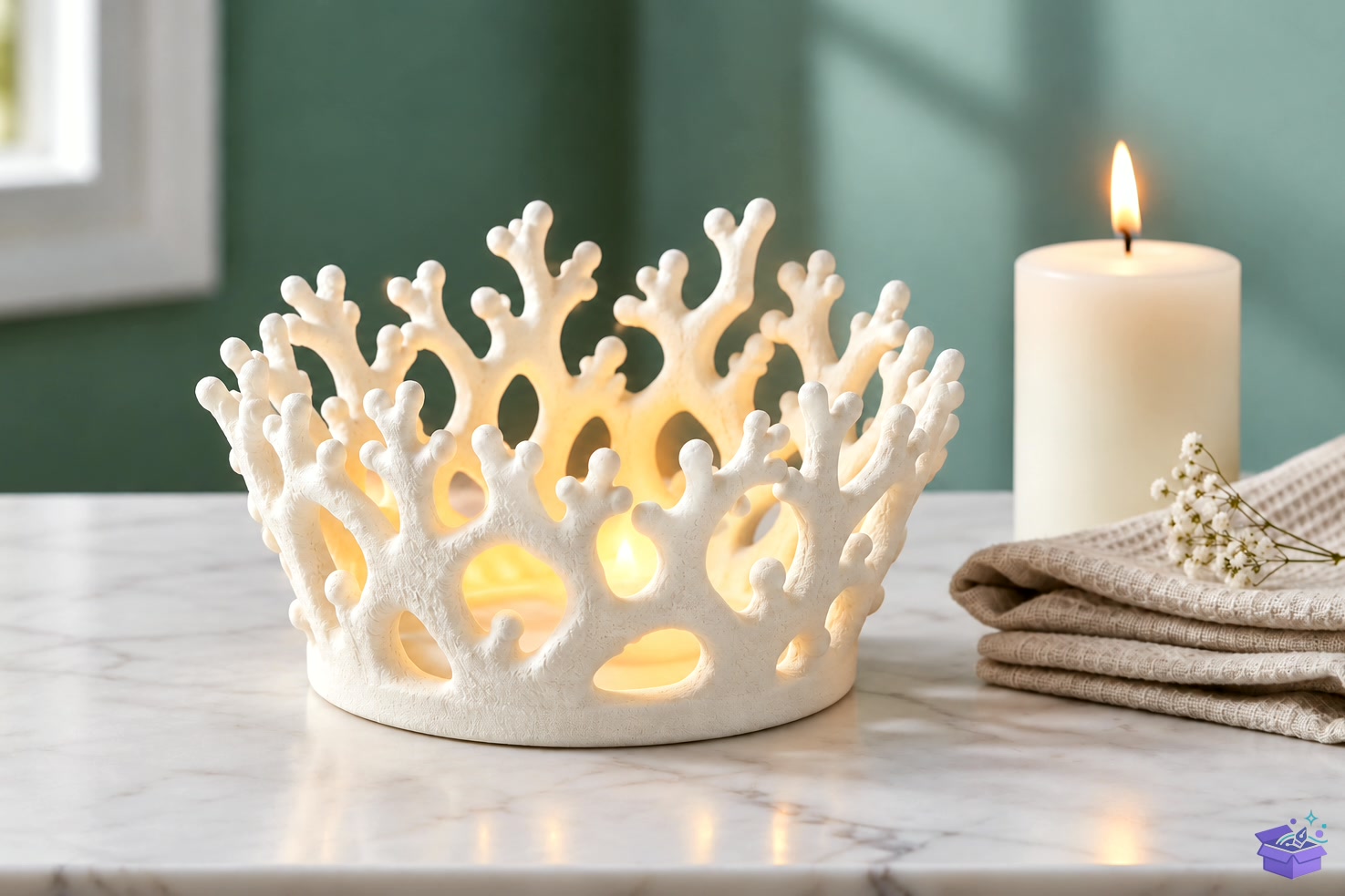 Coral Branch Tealight Tutucu STL - 3D Baskı ve Model Dosyası (STL, OBJ, 3MF) - detaylı önizleme 5
