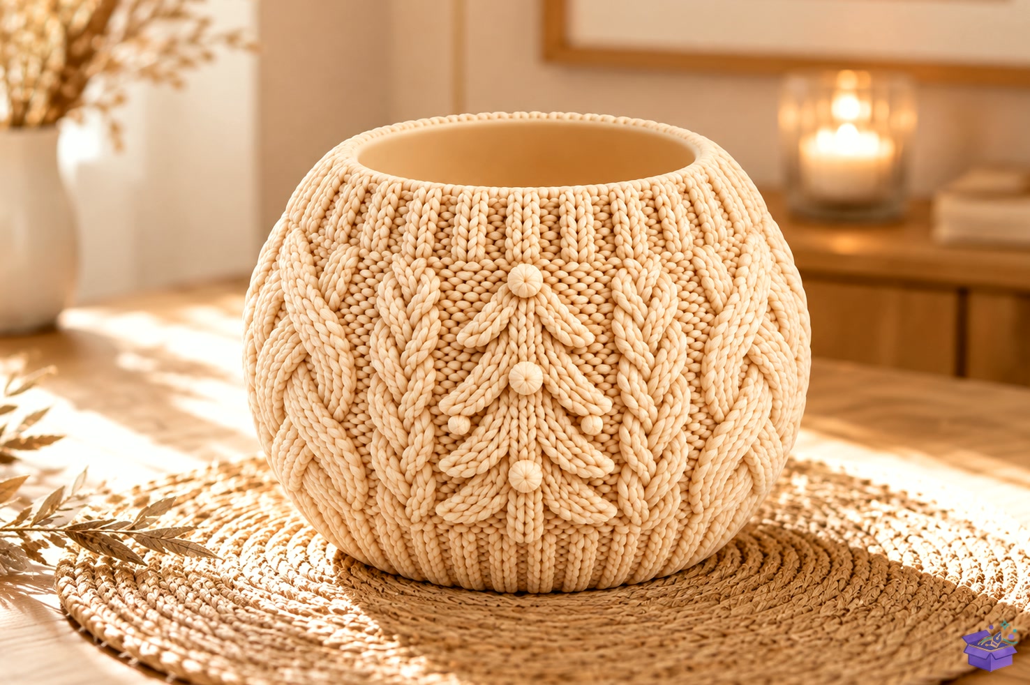 Knitted Tealight Tutucu STL - 3D Baskı ve Model Dosyası (STL, OBJ, 3MF) - detaylı önizleme 2