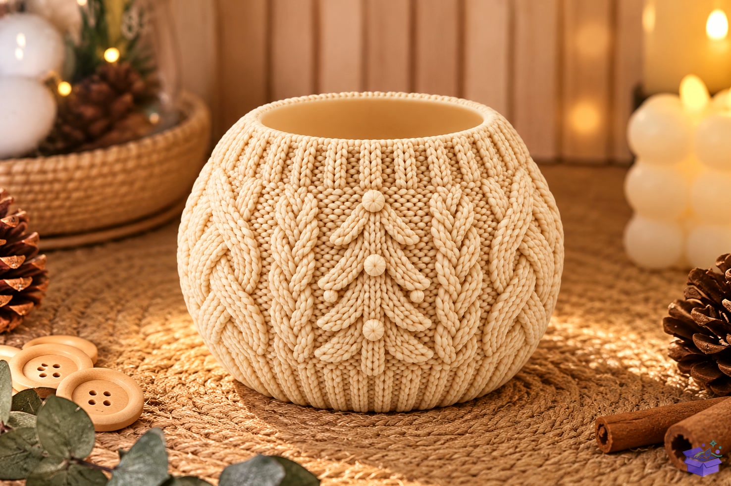 Knitted Tealight Tutucu STL - 3D Baskı ve Model Dosyası (STL, OBJ, 3MF) - detaylı önizleme 4