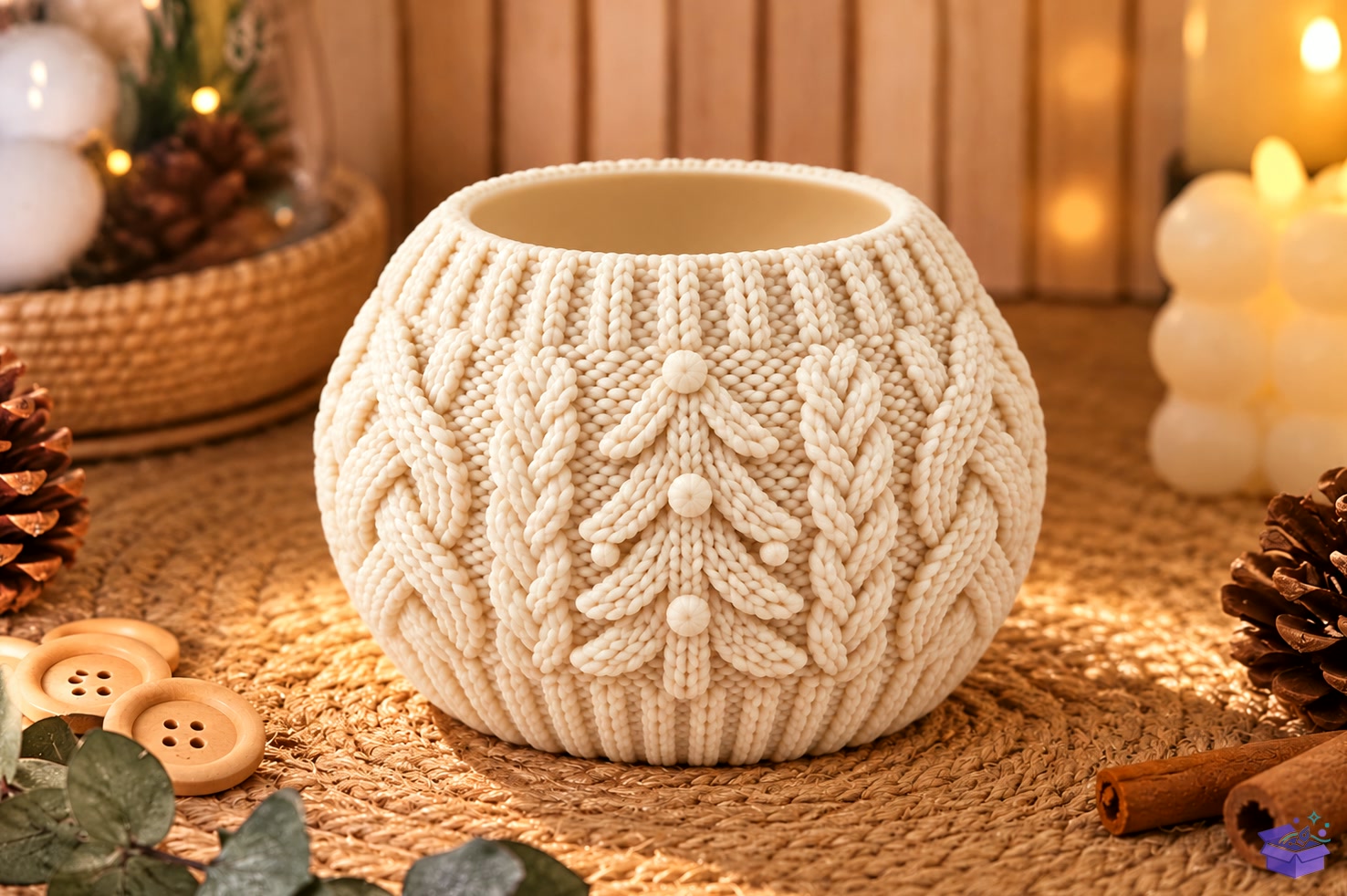 Knitted Tealight Tutucu STL - 3D Baskı ve Model Dosyası (STL, OBJ, 3MF) - detaylı önizleme 5