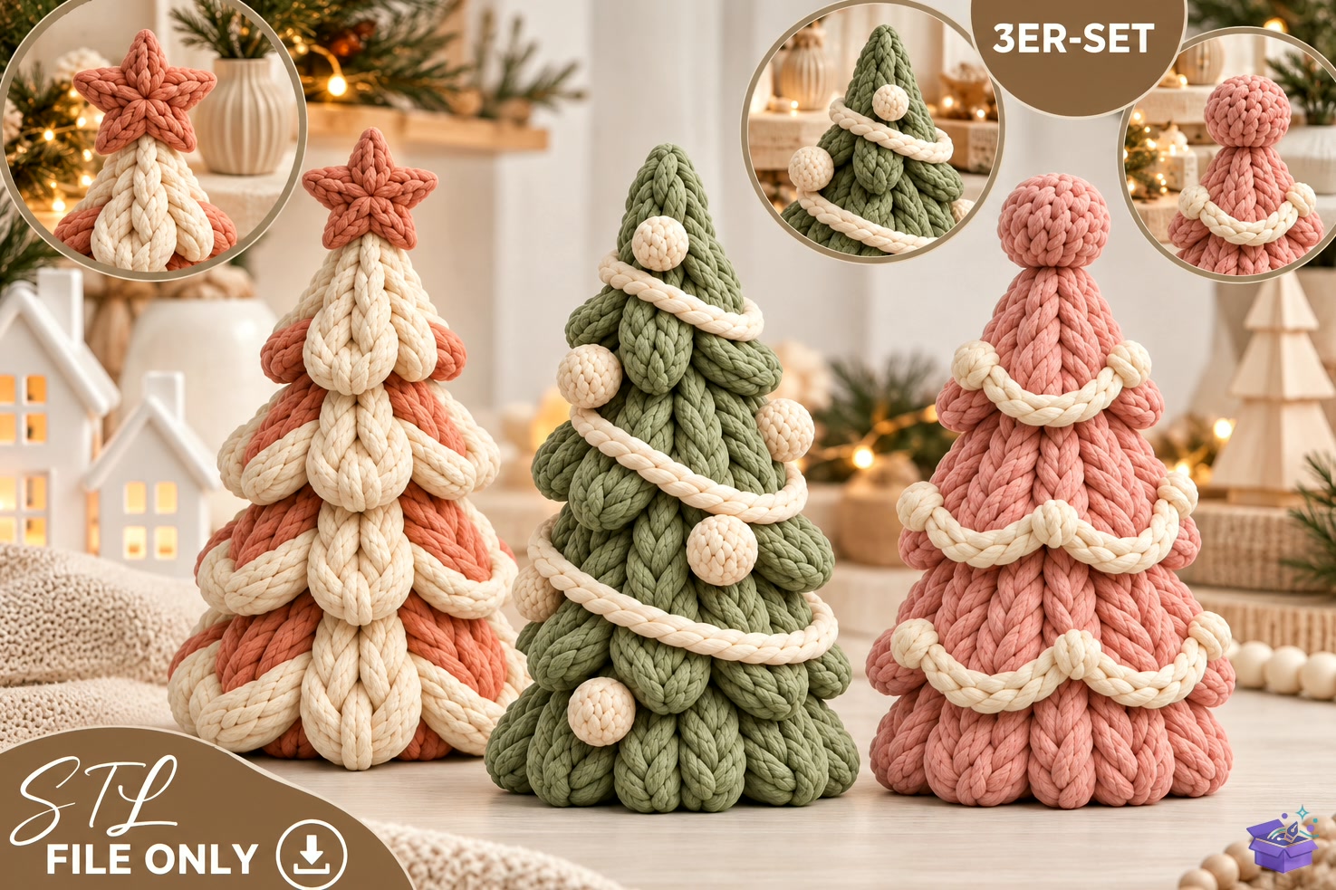 Knitted Yılbaşı Ağacı STL 3D Baskı - 3D Baskı ve Model Dosyası (STL, OBJ, 3MF) - detaylı önizleme 2