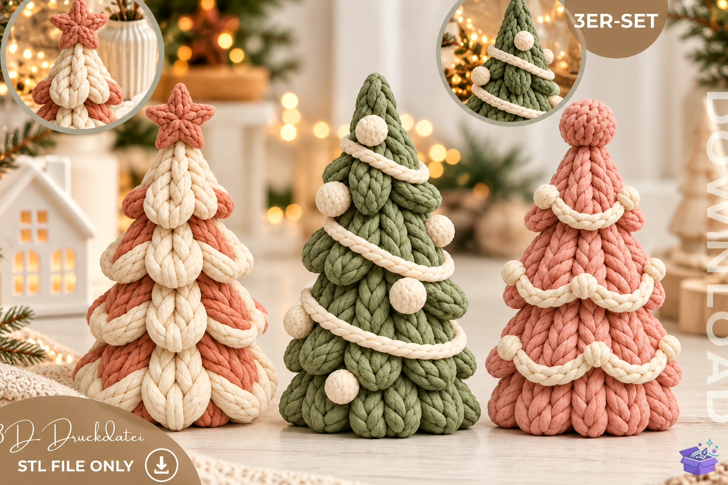 Knitted Yılbaşı Ağacı STL 3D Baskı - 3D Baskı ve Model Dosyası (STL, OBJ, 3MF) - detaylı önizleme 4