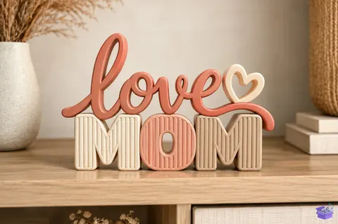 Love Mom Kalp Temalı Tabela Levha 3D STL Decor - 3D Baskı ve Model Dosyası (STL, OBJ, 3MF) - 3D Baskı İndir (STL, OBJ, 3MF)