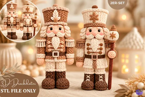 3D Knitted Nutcracker Duo STL Yılbaşı - 3D Baskı ve Model Dosyası (STL, OBJ, 3MF) - 3D Baskı İndir (STL, OBJ, 3MF)