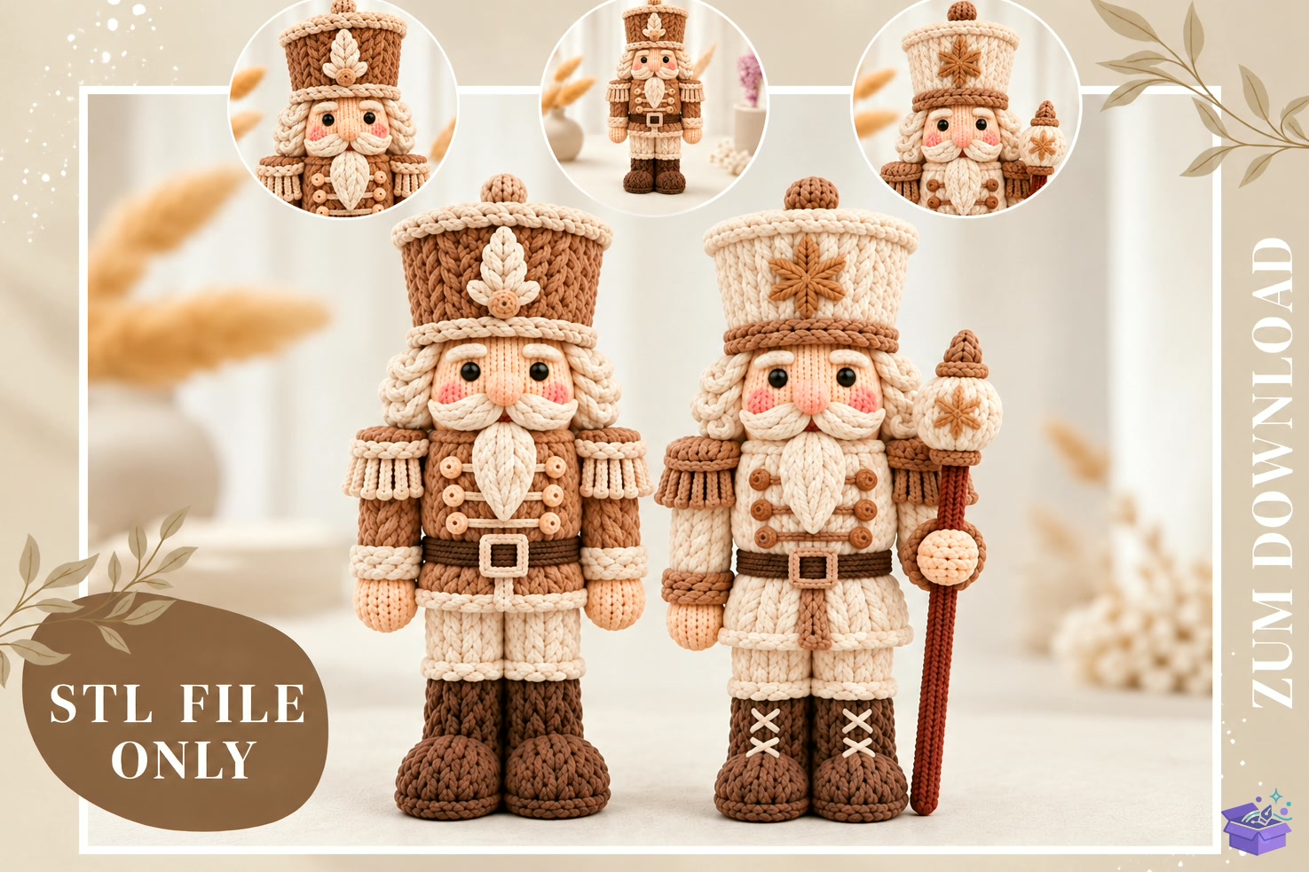 3D Knitted Nutcracker Duo STL Yılbaşı - 3D Baskı ve Model Dosyası (STL, OBJ, 3MF) - detaylı önizleme 2