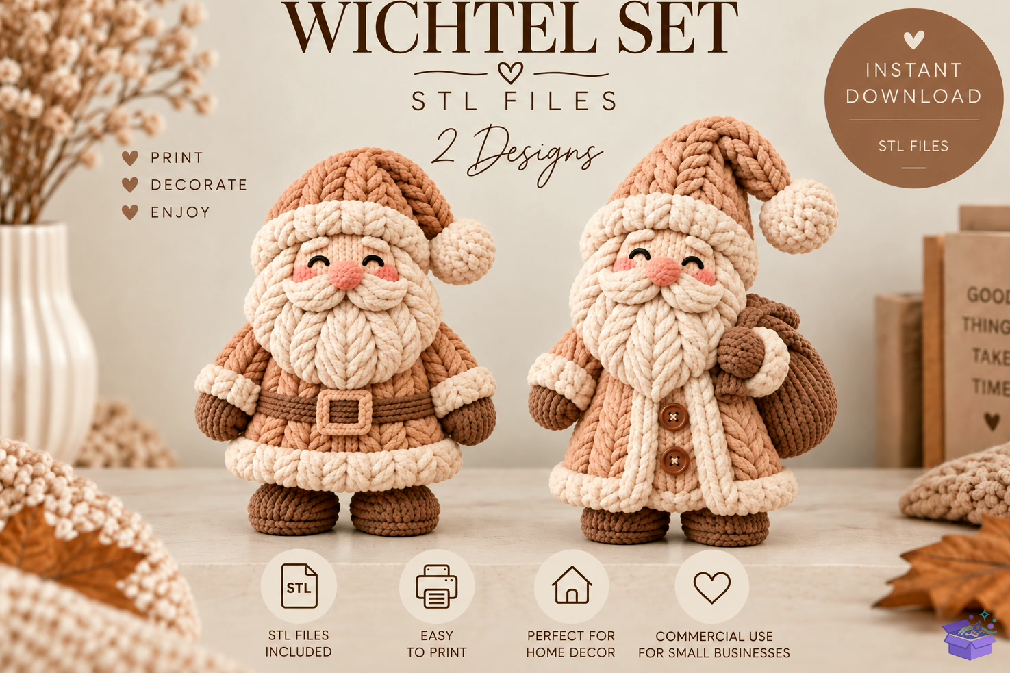 Knitted Santa Claus STL Duo - 3D Baskı ve Model Dosyası (STL, OBJ, 3MF) - detaylı önizleme 4