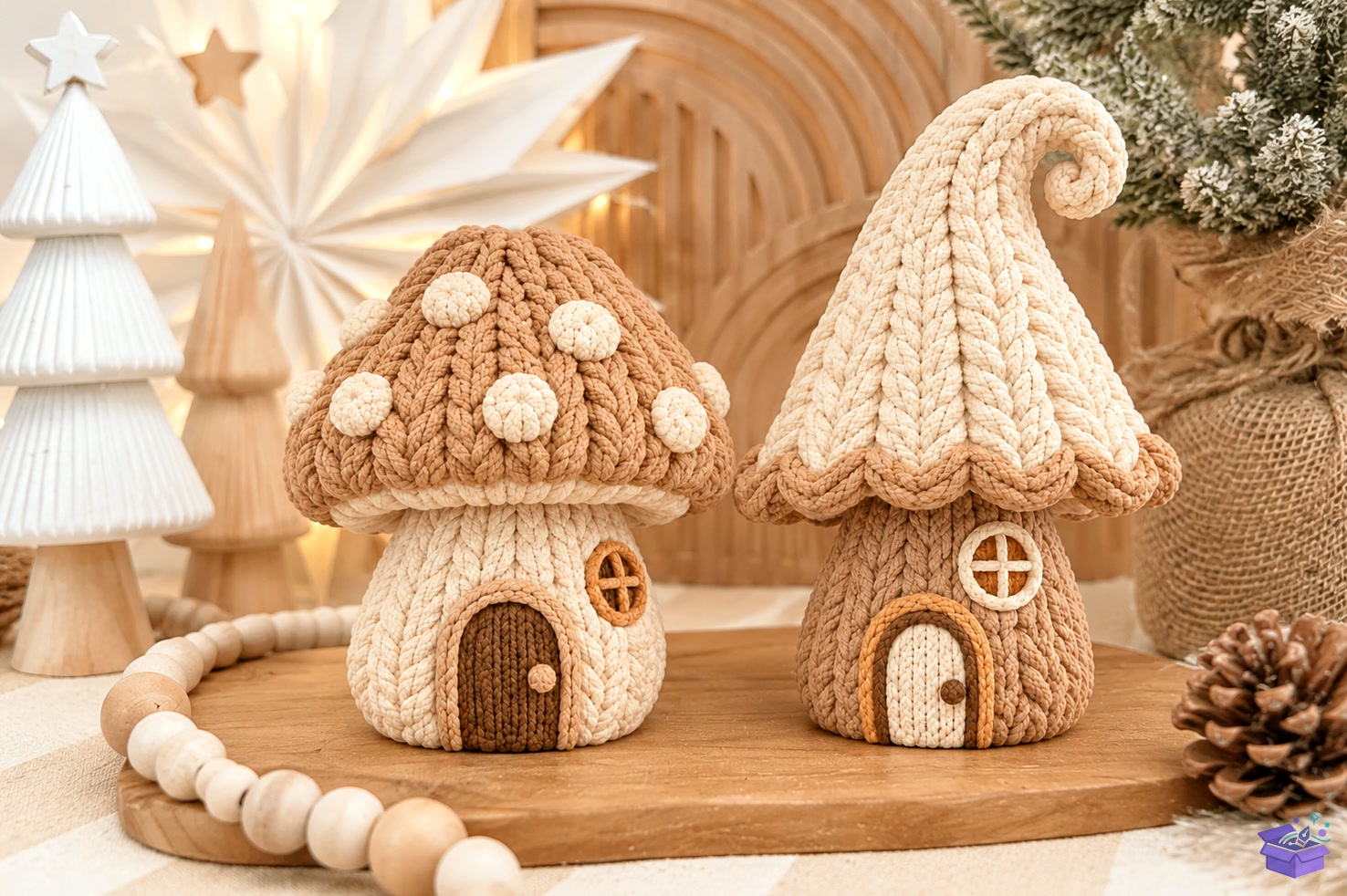 Knitted Mushroom House Duo STL - 3D Baskı ve Model Dosyası (STL, OBJ, 3MF) - detaylı önizleme 3