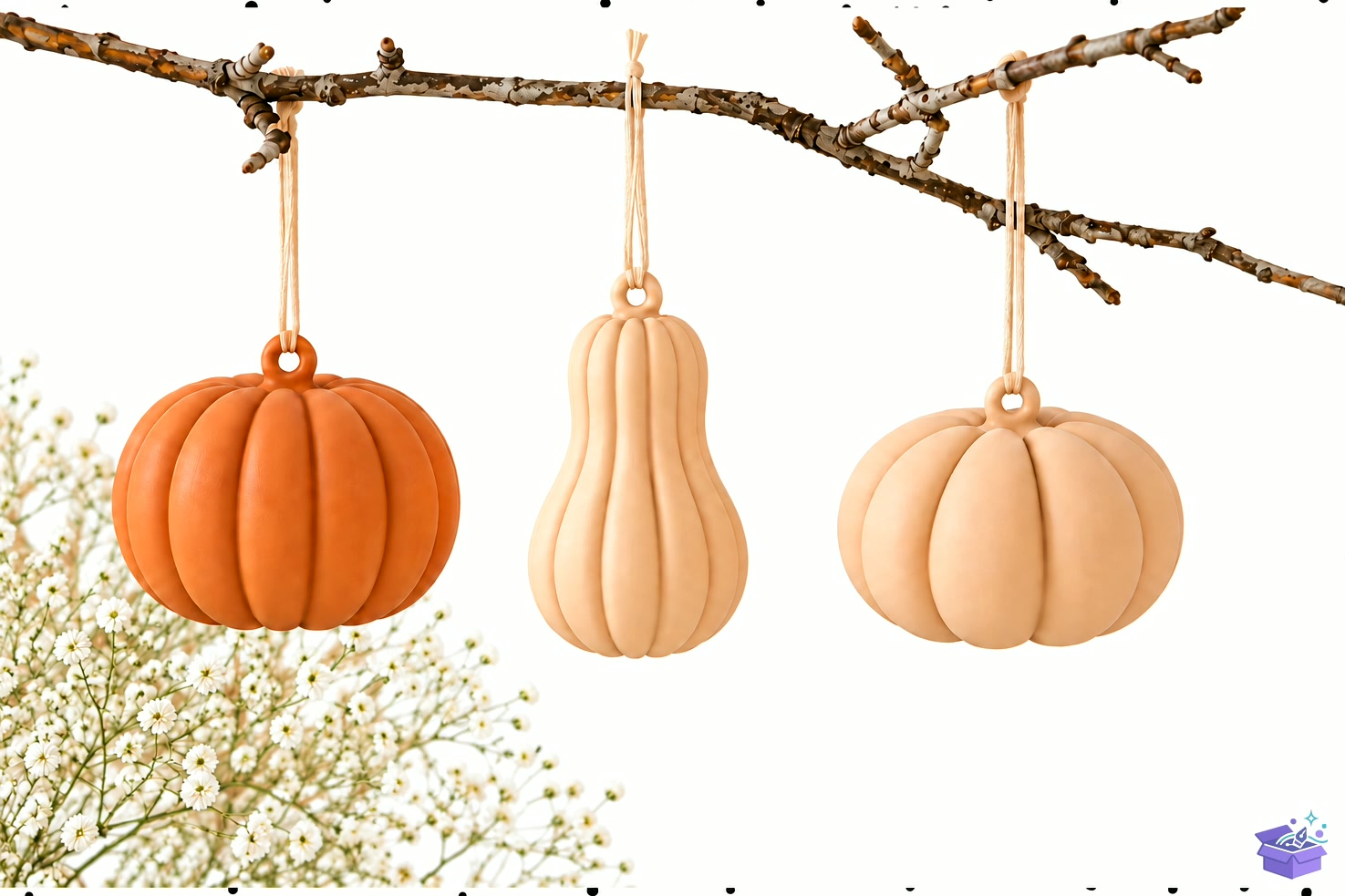 STL 3D Pumpkin Süs Trio STL - 3D Baskı ve Model Dosyası (STL, OBJ, 3MF) - detaylı önizleme 2