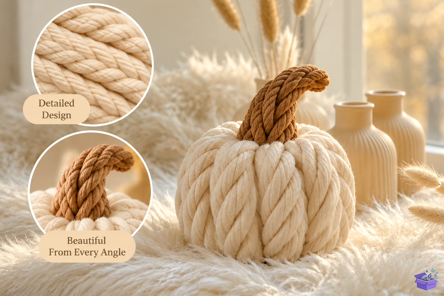 Chunky Knit Pumpkin STL Decor - 3D Baskı ve Model Dosyası (STL, OBJ, 3MF) - detaylı önizleme 4