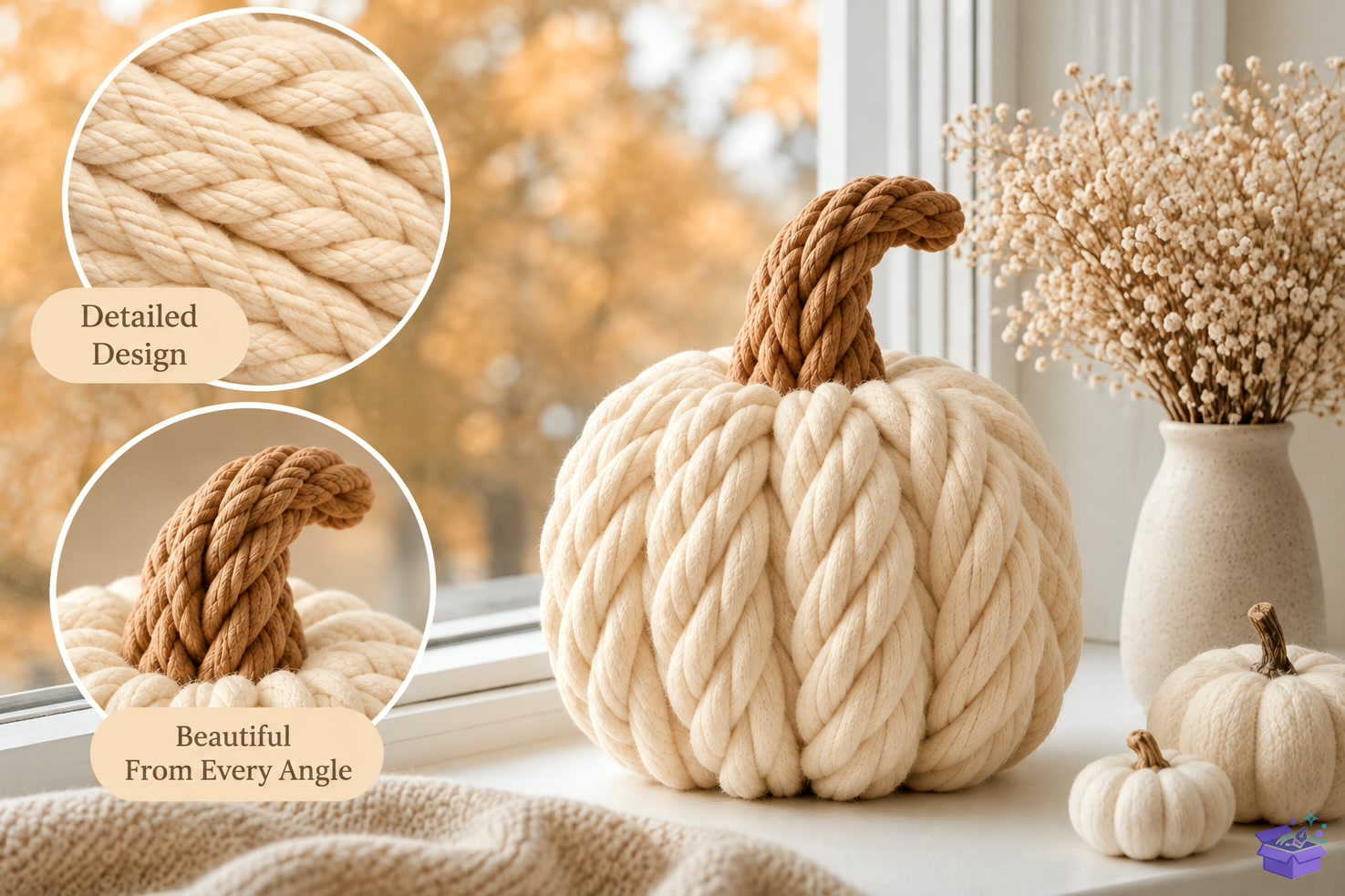 Chunky Knit Pumpkin STL Decor - 3D Baskı ve Model Dosyası (STL, OBJ, 3MF) - detaylı önizleme 5