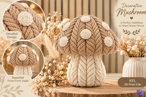 Knitted Mushroom STL Home Decor - 3D Baskı ve Model Dosyası (STL, OBJ, 3MF) - 3D Baskı  İndir (STL, OBJ, 3MF)