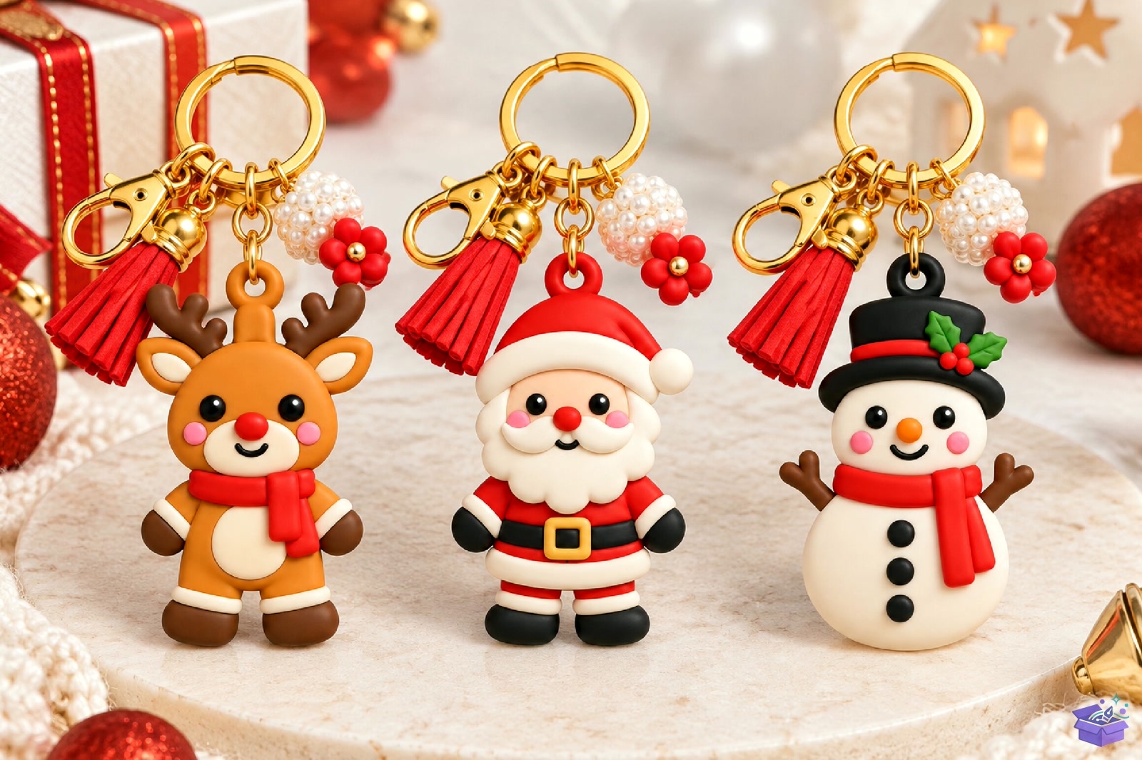 Santa Ren Geyiği Snowman Anahtarlık 3d STL - 3D Baskı ve Model Dosyası (STL, OBJ, 3MF) - detaylı önizleme 2
