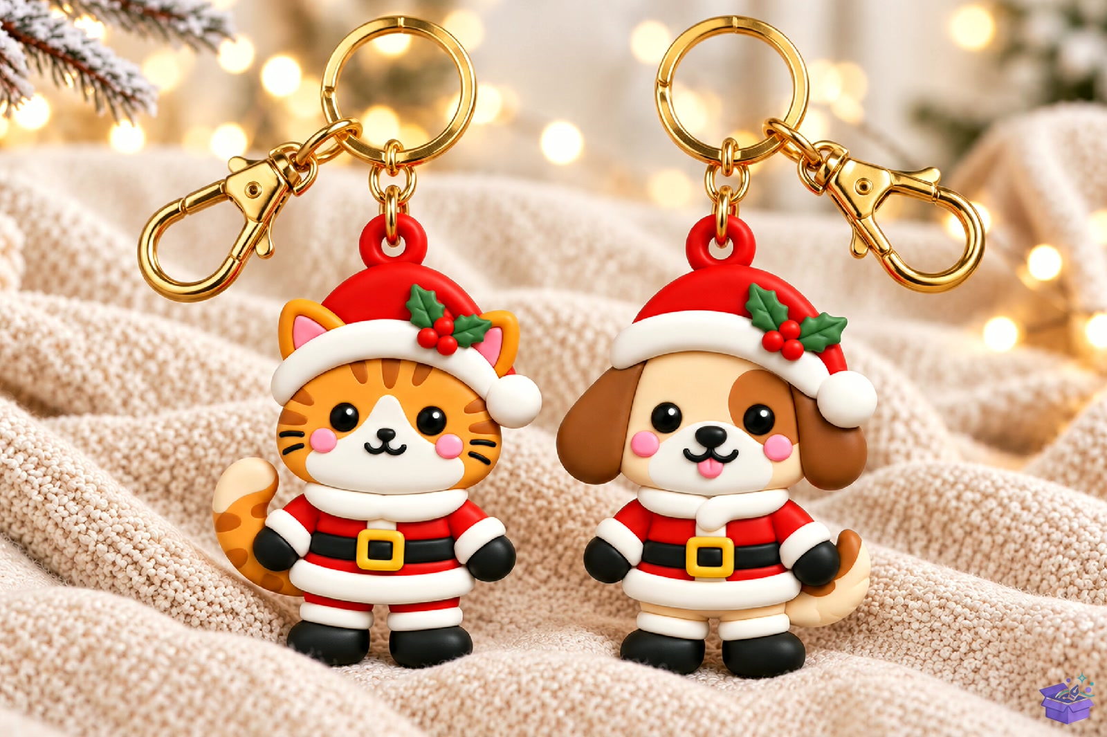 Yılbaşı Kedi And Köpek Anahtarlık 3D STL - 3D Baskı ve Model Dosyası (STL, OBJ, 3MF) - detaylı önizleme 2