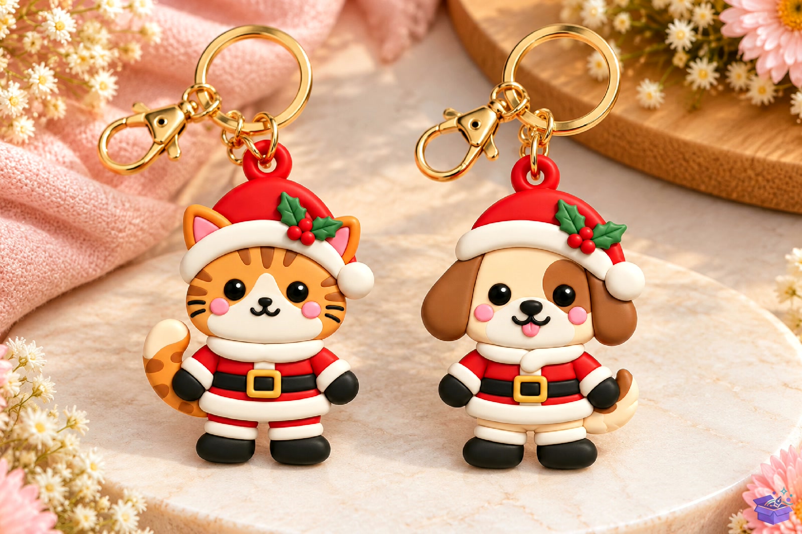 Yılbaşı Kedi And Köpek Anahtarlık 3D STL - 3D Baskı ve Model Dosyası (STL, OBJ, 3MF) - detaylı önizleme 3