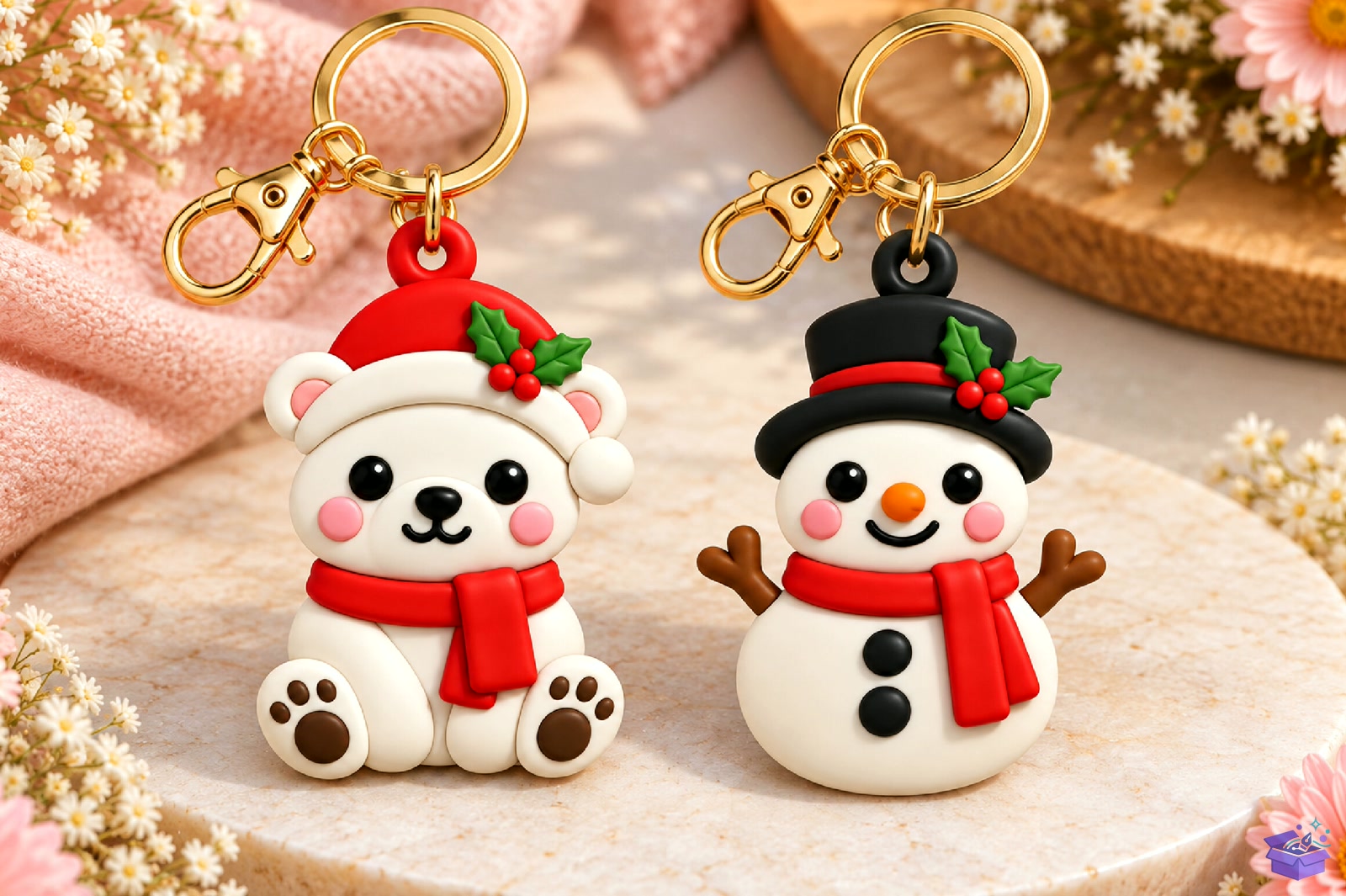 3D Yılbaşı Bear And Snowman Anahtarlık - 3D Baskı ve Model Dosyası (STL, OBJ, 3MF) - detaylı önizleme 3