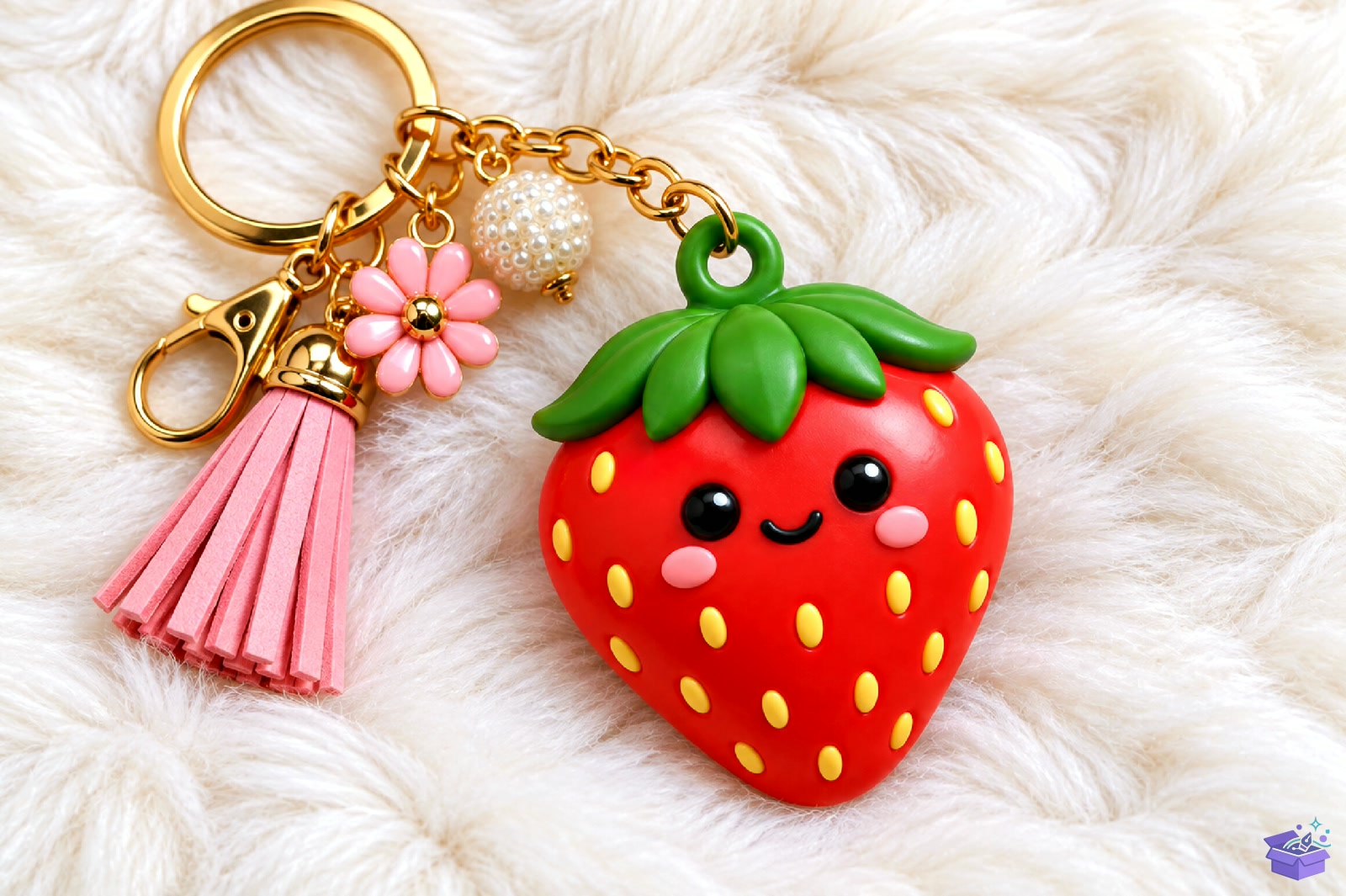Kawaii Strawberry Anahtarlık 3D Baskı STL - 3D Baskı ve Model Dosyası (STL, OBJ, 3MF) - detaylı önizleme 2