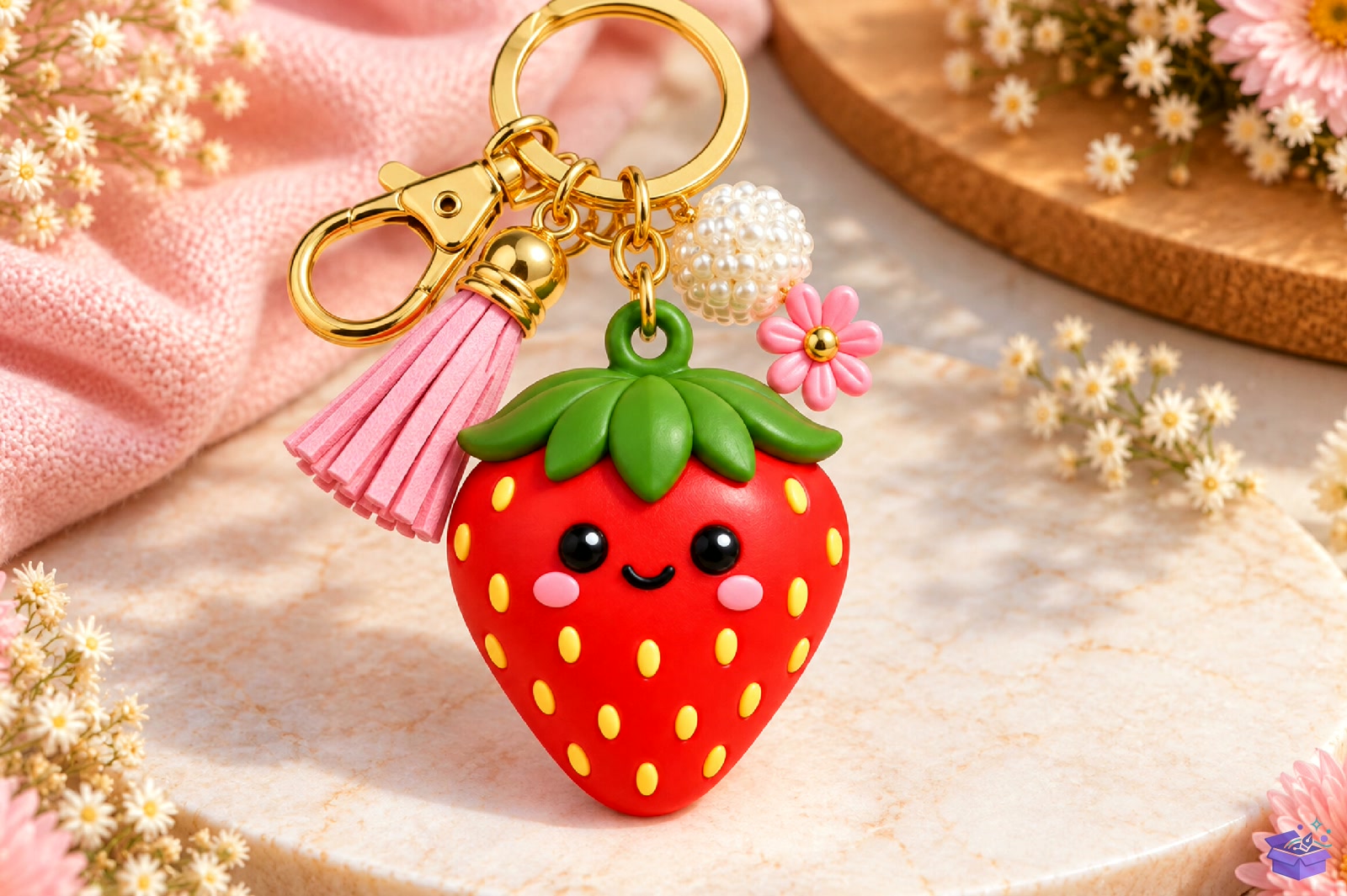 Kawaii Strawberry Anahtarlık 3D Baskı STL - 3D Baskı ve Model Dosyası (STL, OBJ, 3MF) - detaylı önizleme 3