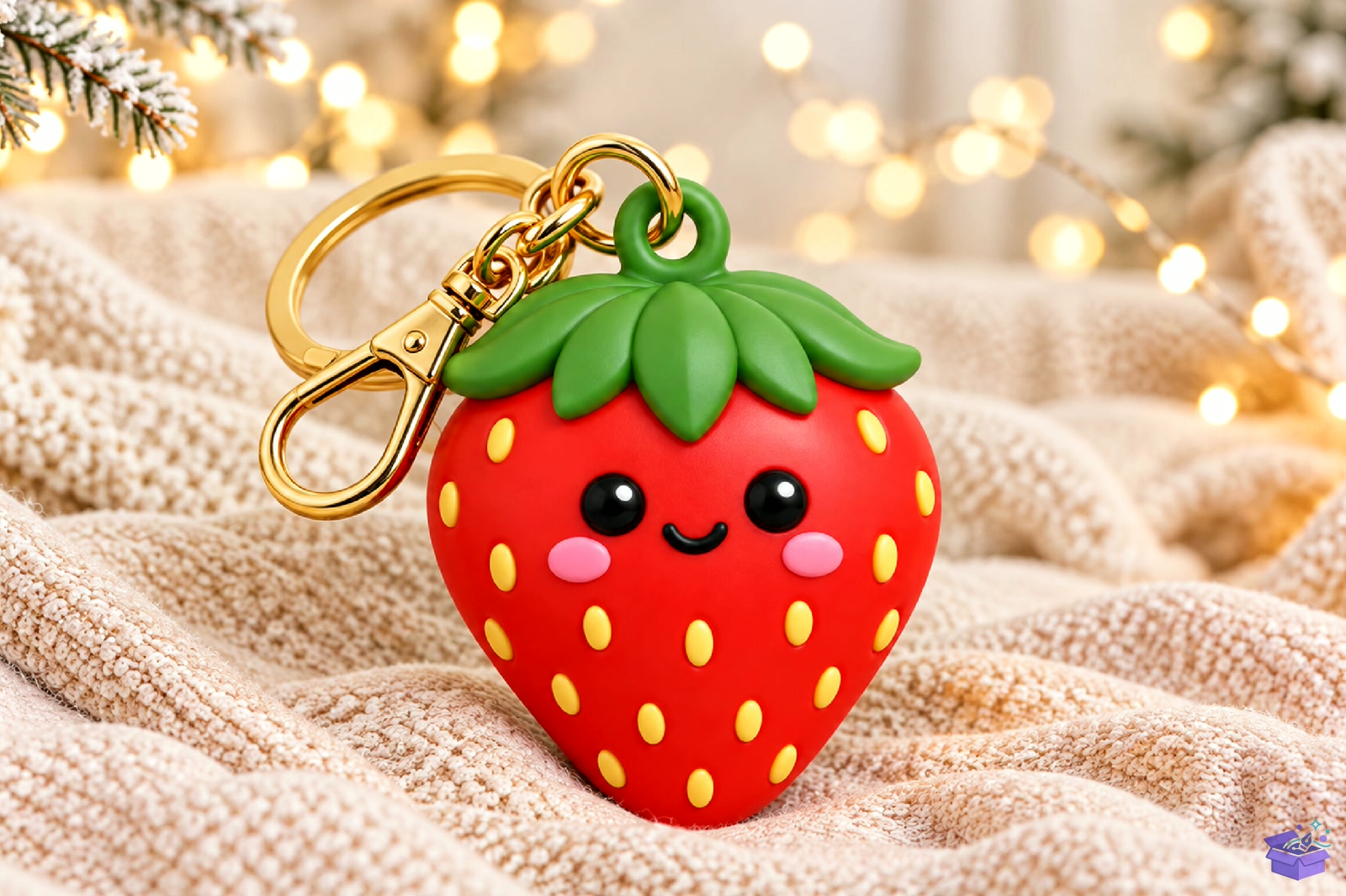 Kawaii Strawberry Anahtarlık 3D Baskı STL - 3D Baskı ve Model Dosyası (STL, OBJ, 3MF) - detaylı önizleme 4