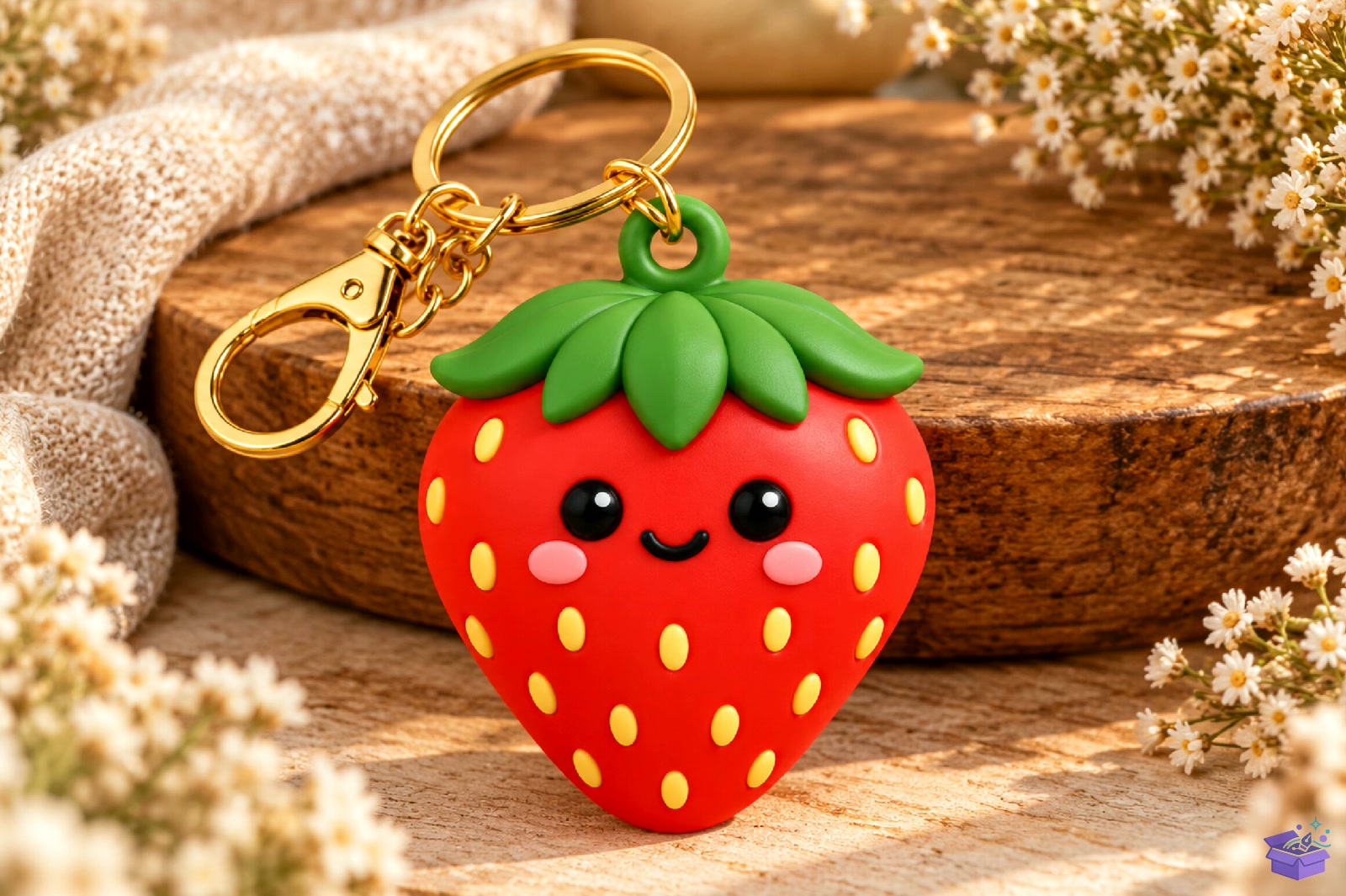 Kawaii Strawberry Anahtarlık 3D Baskı STL - 3D Baskı ve Model Dosyası (STL, OBJ, 3MF) - detaylı önizleme 5