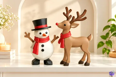 Yılbaşı Snowman And Ren Geyiği 3D STL - 3D Baskı ve Model Dosyası (STL, OBJ, 3MF) - 3D Baskı  İndir (STL, OBJ, 3MF)