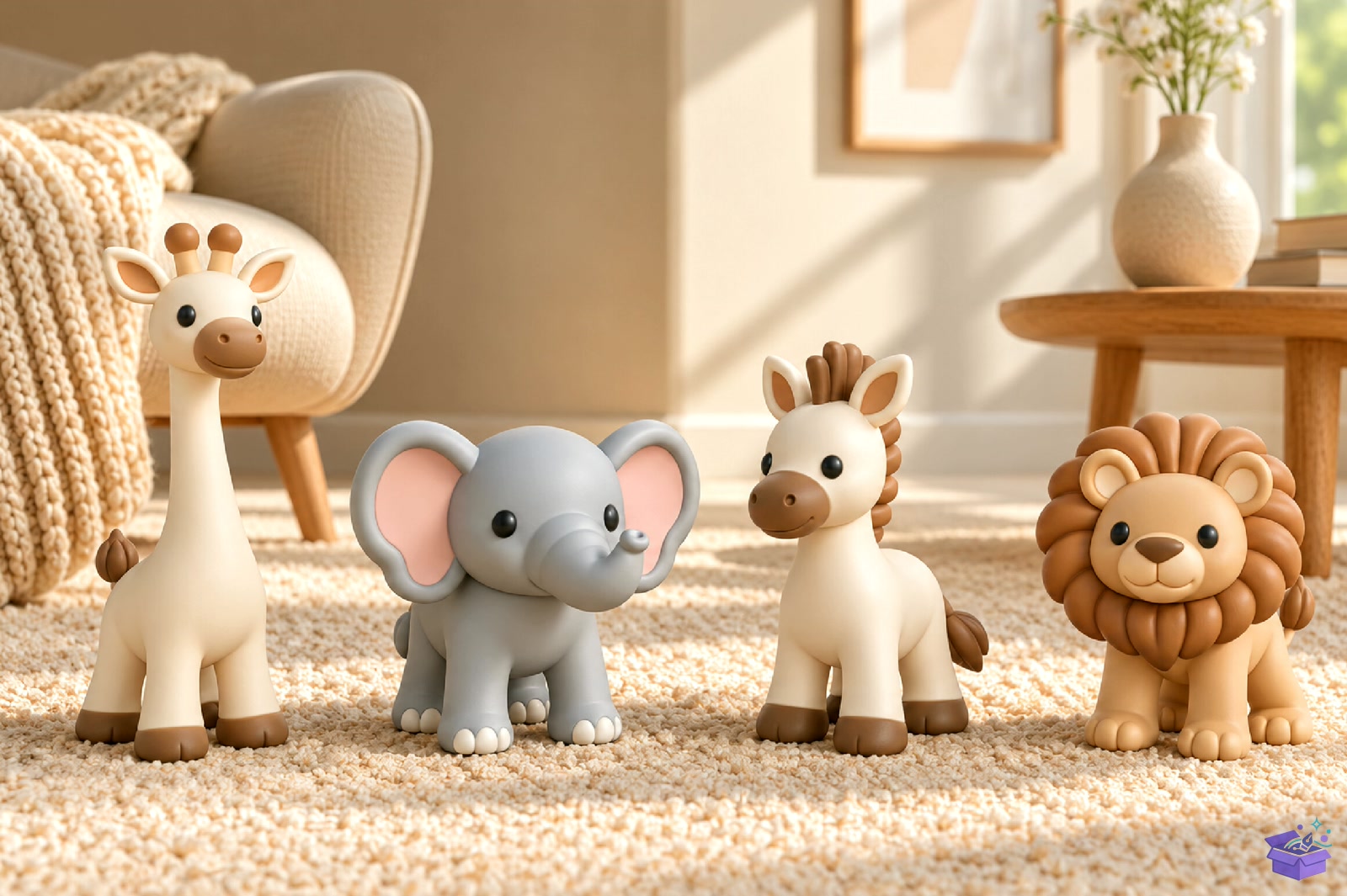 Cute Safari Animal Figurines 3D Baskı - 3D Baskı ve Model Dosyası (STL, OBJ, 3MF) - detaylı önizleme 3