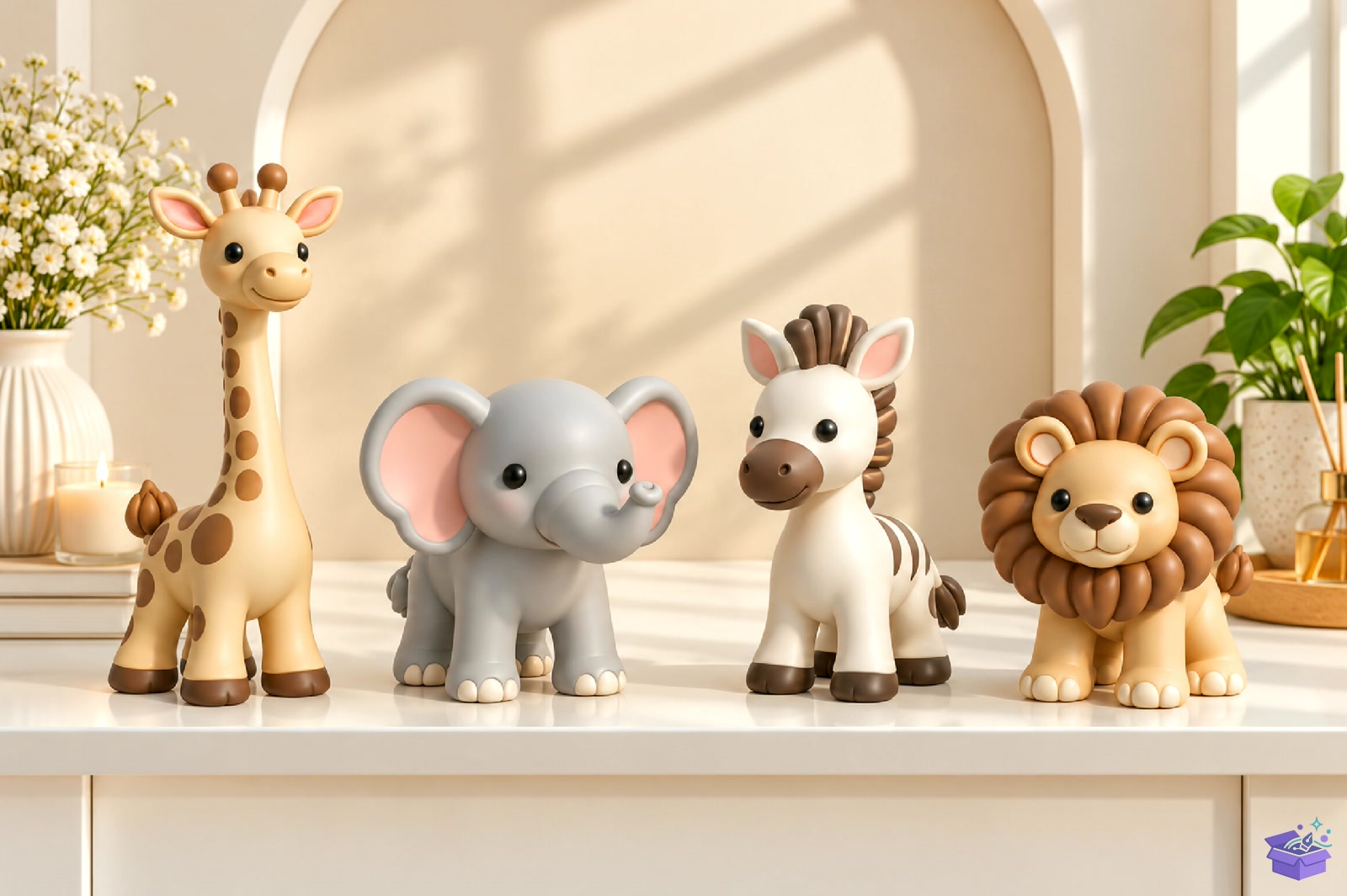 Cute Safari Animal Figurines 3D Baskı - 3D Baskı ve Model Dosyası (STL, OBJ, 3MF) - detaylı önizleme 5