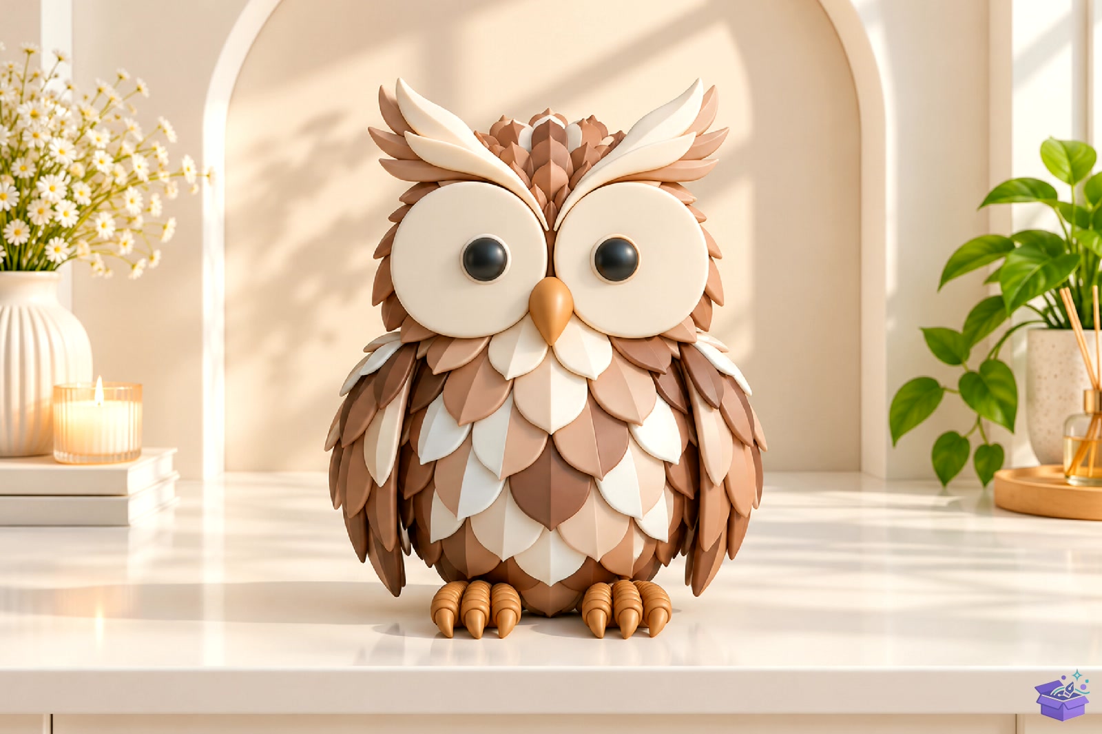 Cute Owl Figurine 3D Baskı Model - 3D Baskı ve Model Dosyası (STL, OBJ, 3MF) - detaylı önizleme 4