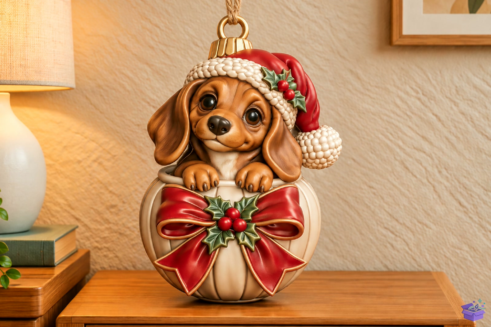Cute Dachshund Yılbaşı Ağaç Süsü STL - 3D Baskı ve Model Dosyası (STL, OBJ, 3MF) - detaylı önizleme 3